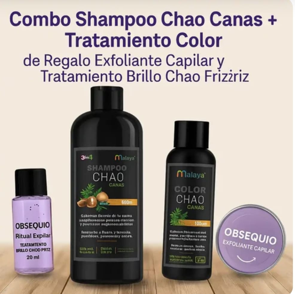 🧼Shampoo chao canas + Tratamiento 3 en 1 + Obsequios capilares de regalo